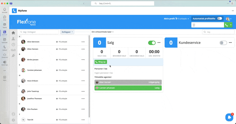 Hvordan ringer jeg fra Microsoft Teams med Teams telefoni?