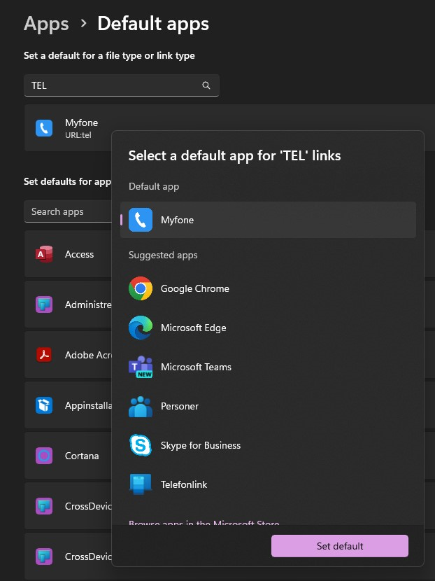 How do I enable the TEL protocol for the Myfone client?