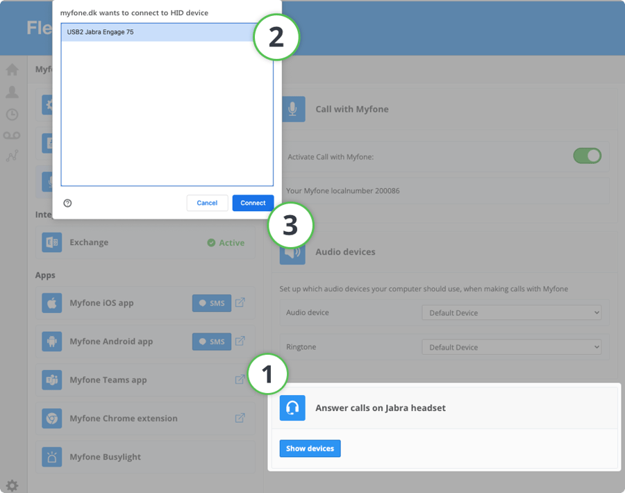 How do I connect my Jabra headset on Myfone?