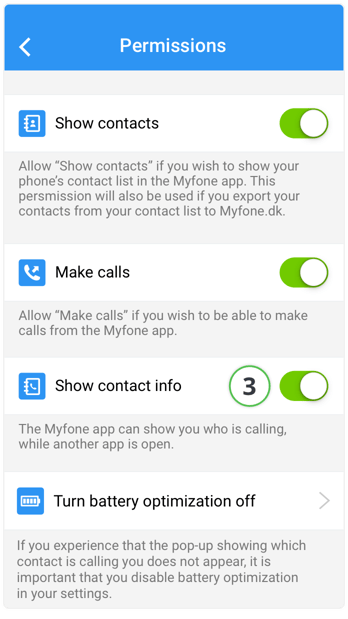 Turn off battery optimization in the Myfone app for Android - Step 3